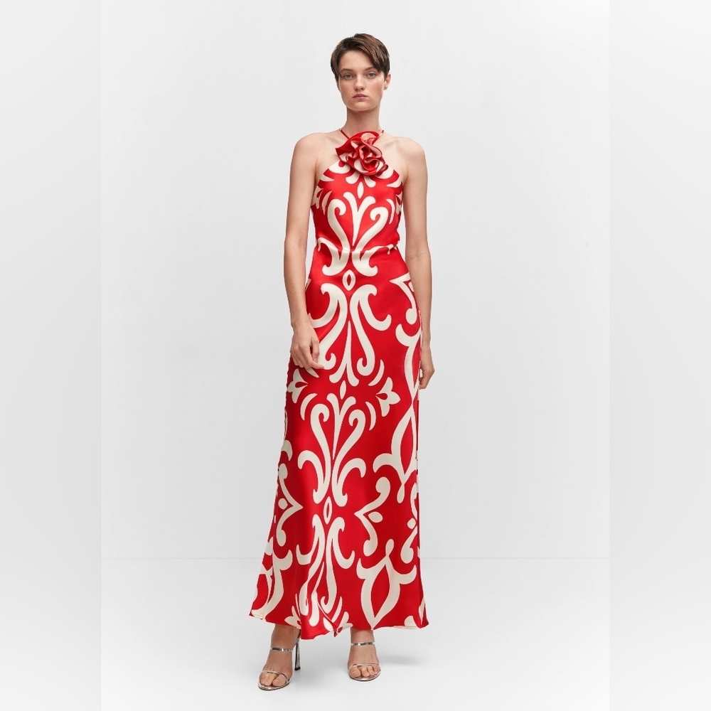Halter dress with flower detail